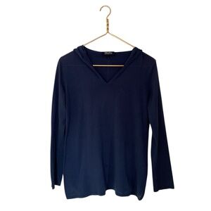 Max Mara Navy Blue Lightweight Long Sleeve Lightweight Basic Hoodie Sweater M
